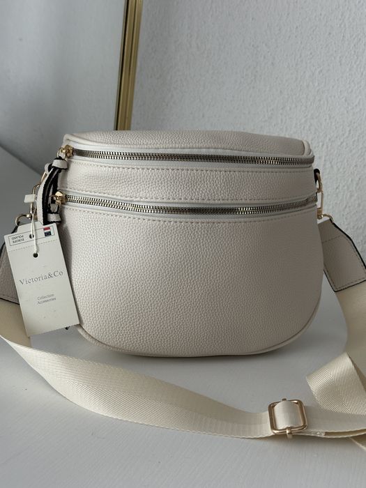 Nerka - torebka  damska kremowa listonoszka na ramie Nowa