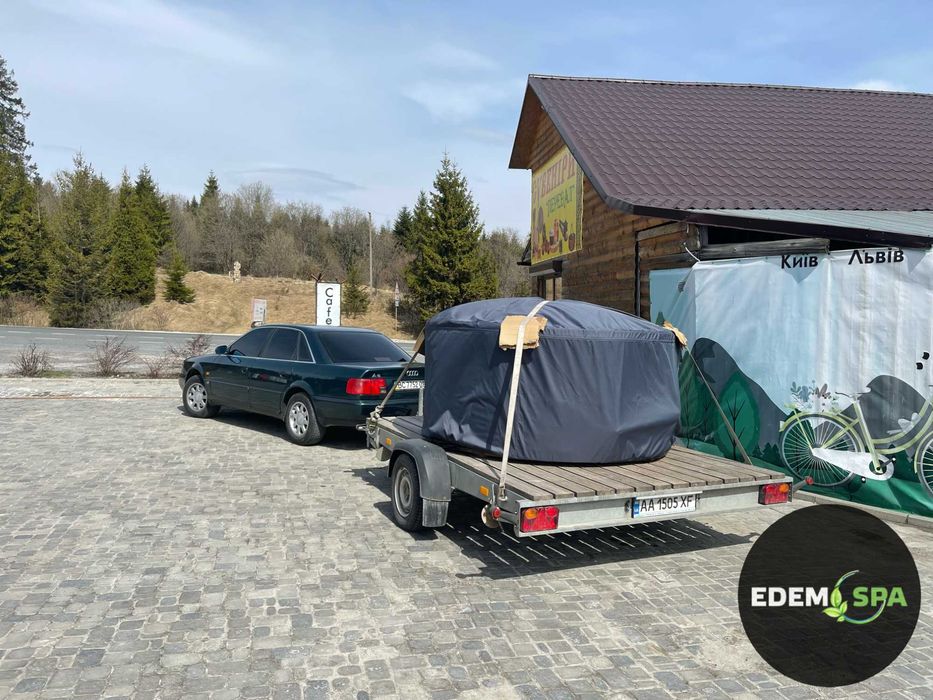 Сучасна стильна джакузи на дровах з гідромасажем. Vip SPA для дома
