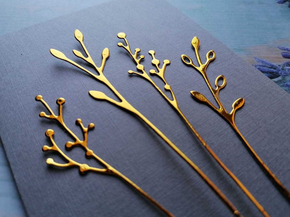 Scrapki złote gałązki długie mix 4szt