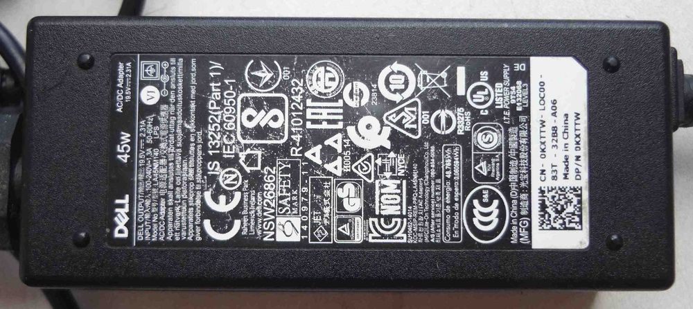 Блок питания DELL 19.5V 2.31A LA45NM140 зарядка, со шнуром