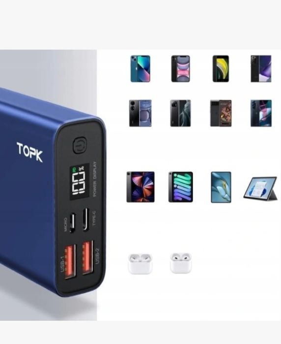 Powerbank szybka ładowarka PD 20W QC 3.0 USB C A micro 20000 mAh TOPK