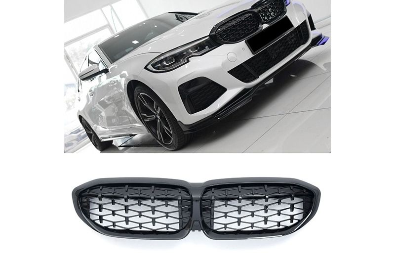 GRELHA DIANTEIRA LOOK DIAMOND PRETO BRILHO PARA BMW SERIE 3 G20/21 2019--