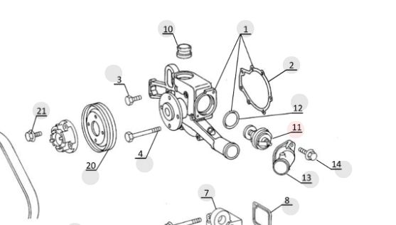 Termostat silnika ładowarka Manitou 656549 Mercedes MLT MVT MRT 120LSU