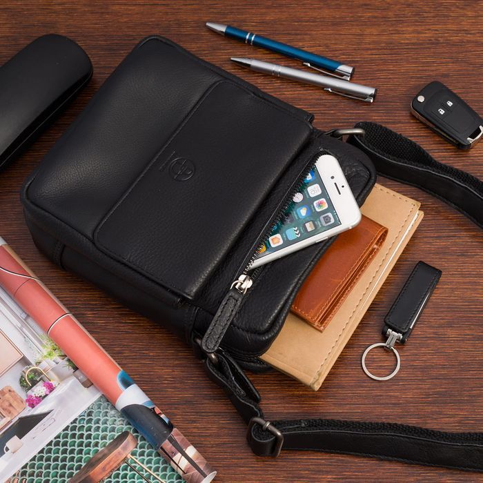 Torba skórzana czarna AMADEO I ze skóry naturalnej mocna wytrzymała