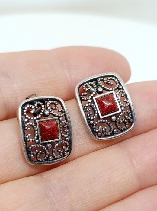 Kolczyki srebrne oksydowane