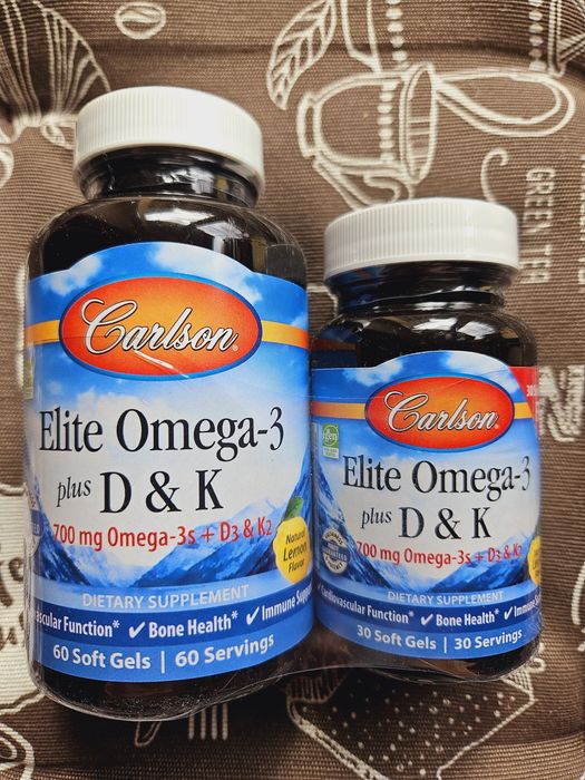Carlson Elite Omega-3 концентрована еліт омега з вітаміном Д D і K
