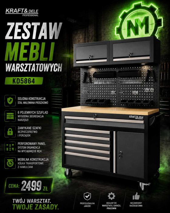 Zestaw Mebli warsztatowych Szafa Wózek warsztatowy