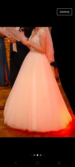 Suknia ślubna, śmietanka, literka A