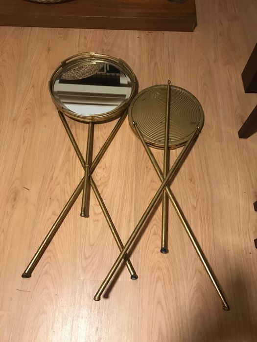 Mesas decorativas de apoio, dourado com espelho