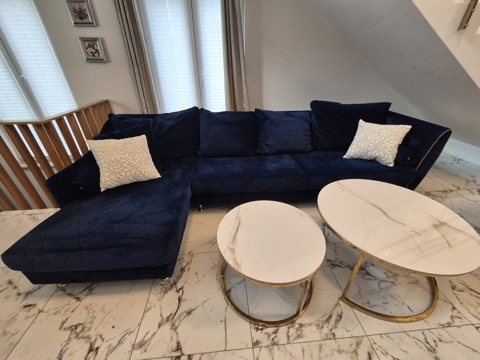 Eskluzywna zestaw kanapa z szezlongiem i fotelem  + gratis Niedziela