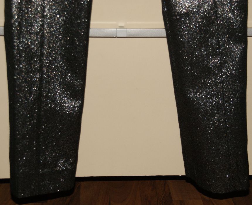 Spodnie damskie ZARA WOMAN, XS, czarnosrebrne brokatowe