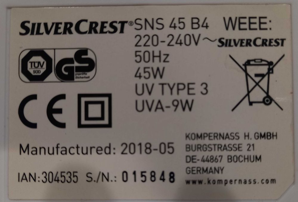 Forno UV para unhas SilverCrest 45W (SNS 45 B4)