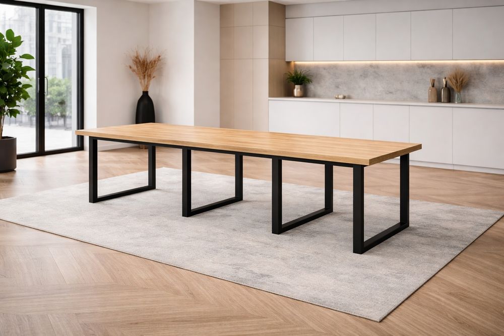 Stół loft do salonu rozkładany "Gigant" XXL loftowy 200cm+4x50 max 400
