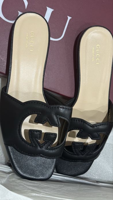 Gucci klapki 38 czarne skóra nowe