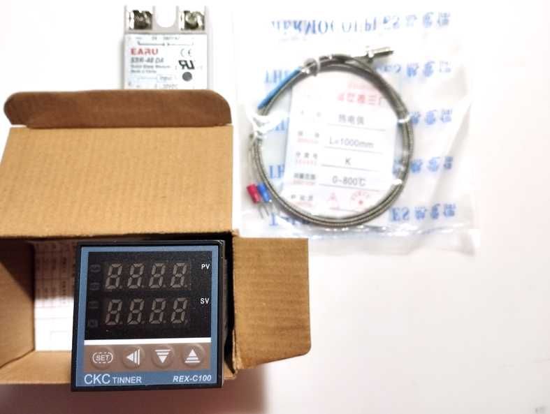 PID-регулятор REX-C100FK02 0...400° термопара 1м, реле 40DA