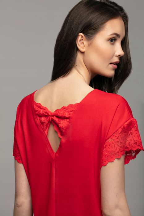 Violana Czerwona Bluzka Krótki Rękaw R. M