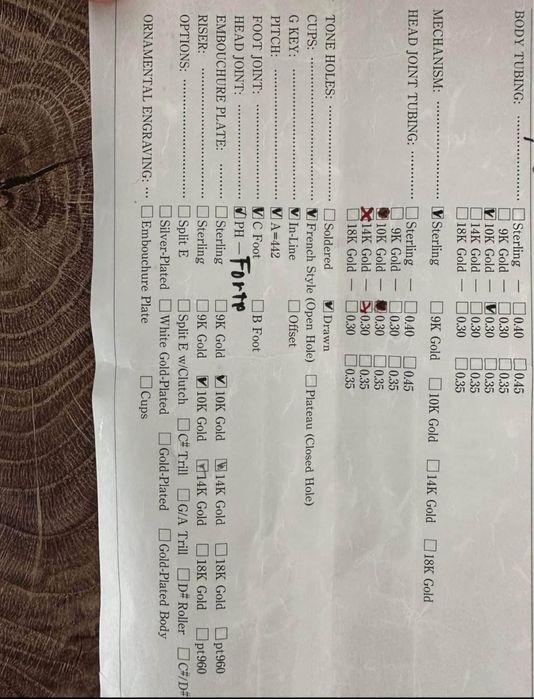 Flauta transversal Pearl em ouro