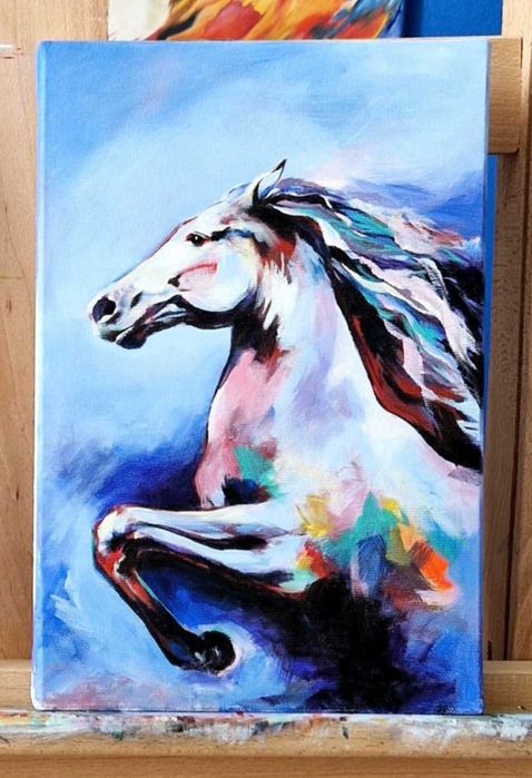 Obraz ręcznie malowany Koń. 20x30cm