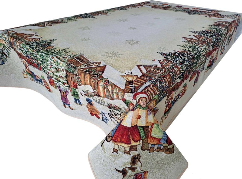 Obrus świąteczny 140x240 cm gobelinowy na duży stół V10