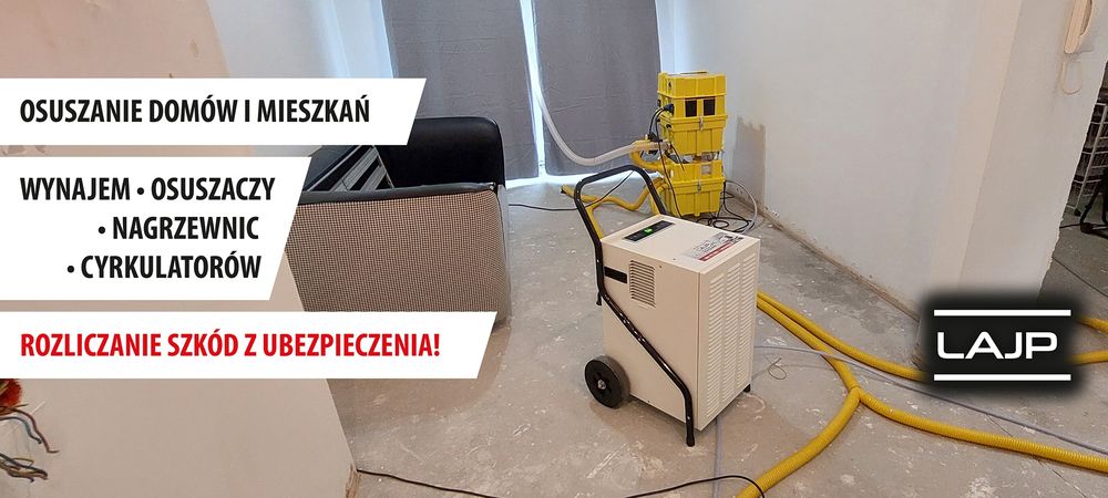Osuszacz powietrza osuszanie  po zalaniu wynajem  osuszaczy