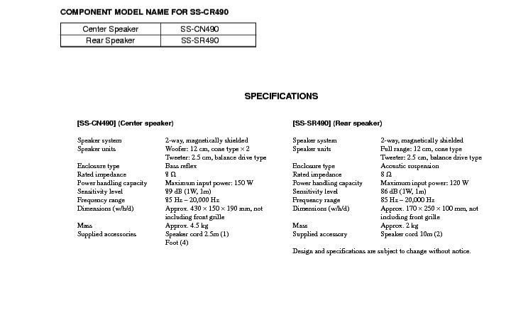 Sistema Colunas Home Cinema Sony SS-CR490