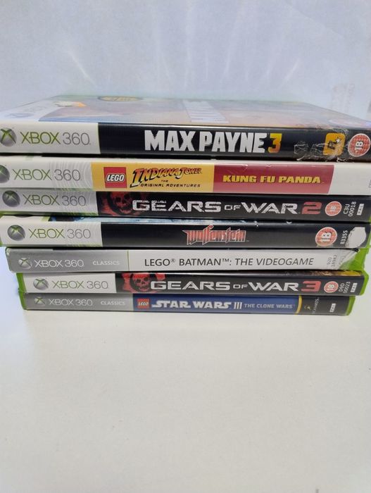Zestaw 7 gier Xbox 360 – Wolfenstein (NOWY), LEGO, Gears of War