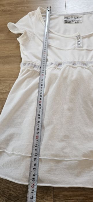 Biała koszulka Next 40 krótki rękaw t-shirt damska duży dekolt