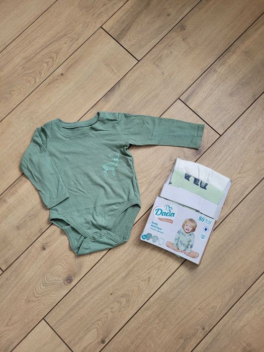 3pak (nowy) body 80 9-12 długi rękaw unisex niemowlęce