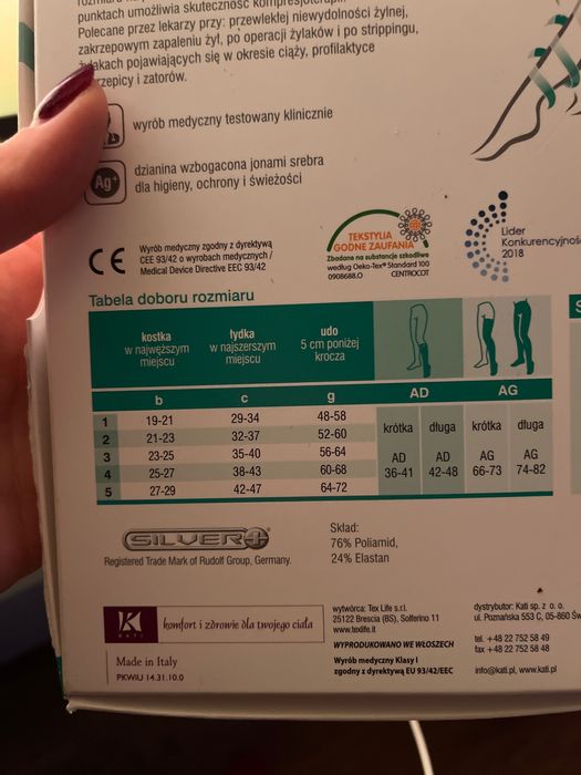 Pończochy uciskowe samonośne