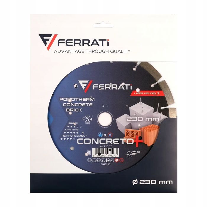 Tarcza Diamentowa Ferrati Concreto Plus 230Mm Do Cięcia Betonu Zbrojo
