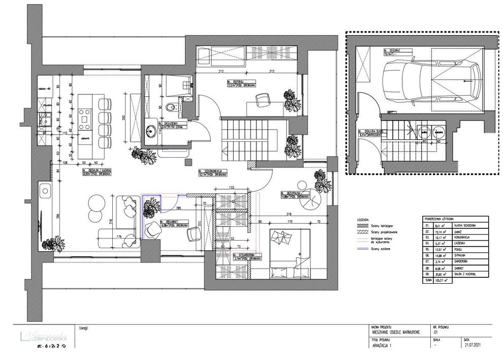 Mieszkanie 105 m² z ogrodem, garażem i 3 tarasami