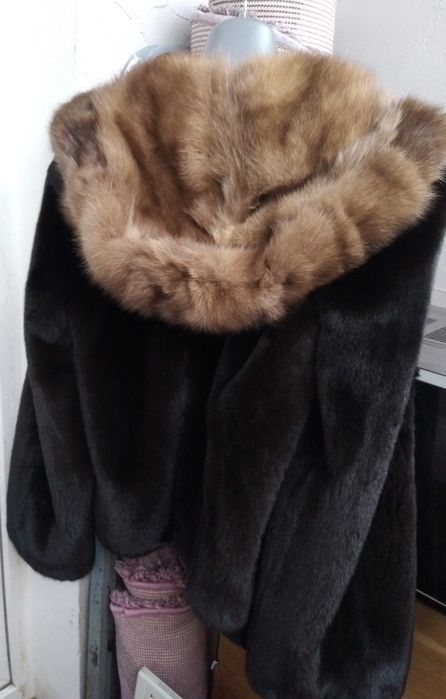 Blackglama Норковая шуба Греция с капюшоном из Соболя