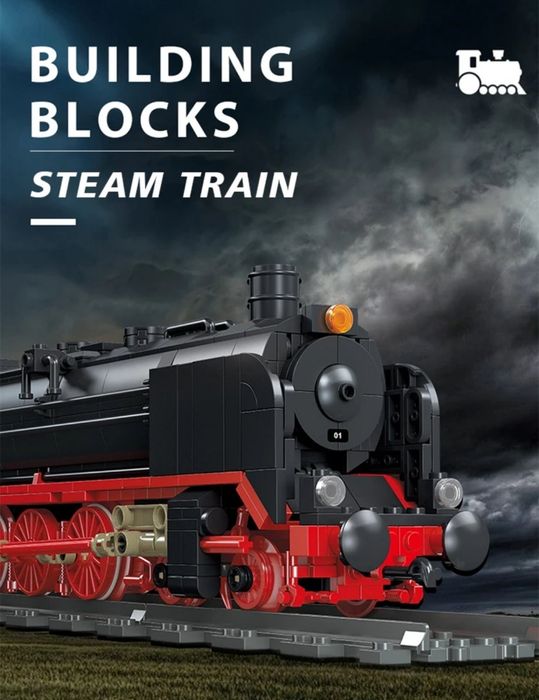 Конструктор  паровоз 1173шт локомотив BE 01 ( Совместим с LEGO ) .