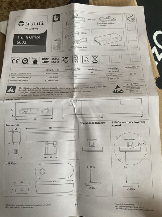 Sprzedam modem LiFi Signify TruLifi Office 6002.1