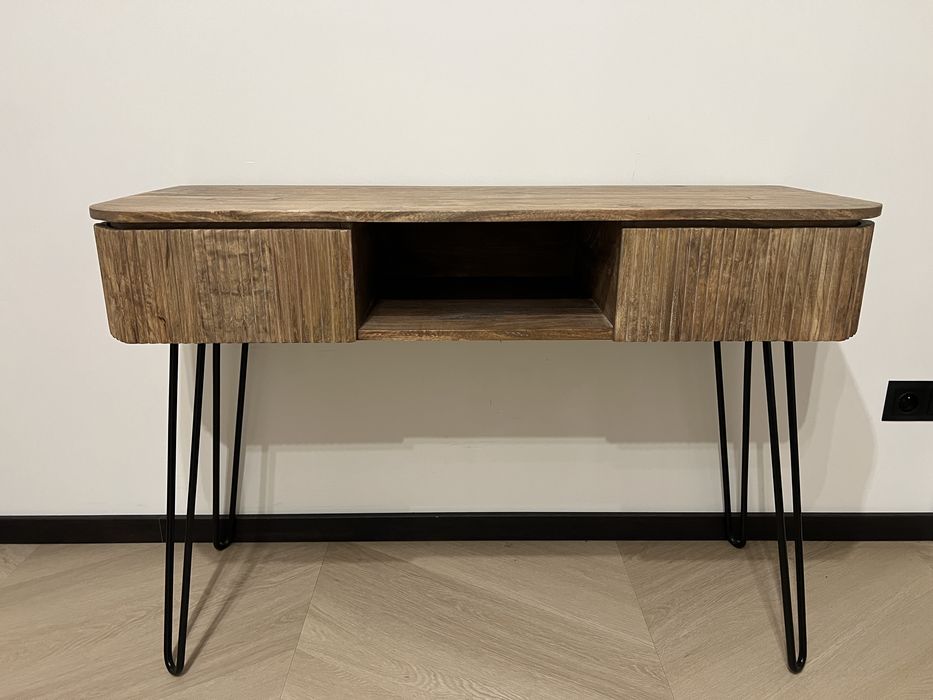 Toaletka, biurko, drewno mangowe, czarne nogi, ręcznie wykonana