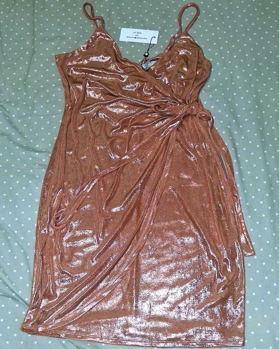 Vestido Curto Traçado / Wrap Dress Laranja Molly Bracken (Tam. L | Novo c/ Etiqueta)