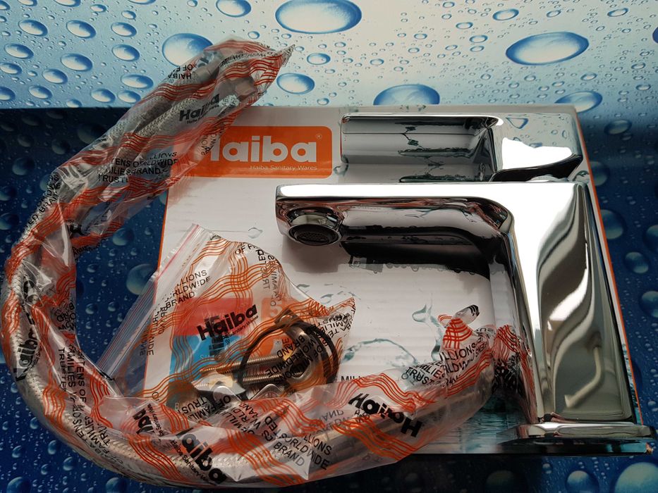 Смеситель змiшувач для умывальника Haiba Kubus 001 Латунь 100%