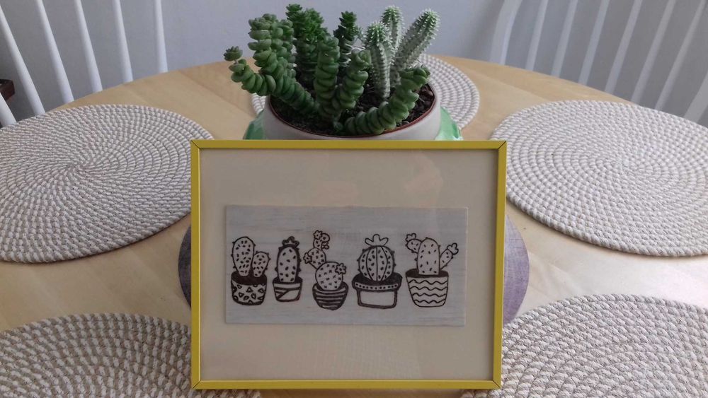 Picture, yellow (iron) frame (price for both) cacti and cat64551544930434120