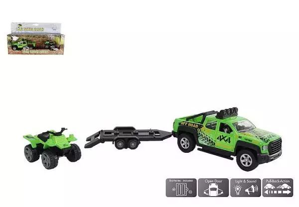 Auto z przyczepą i Quadem, światło, dźwięk 510220. Hipo. Nowy Produkt