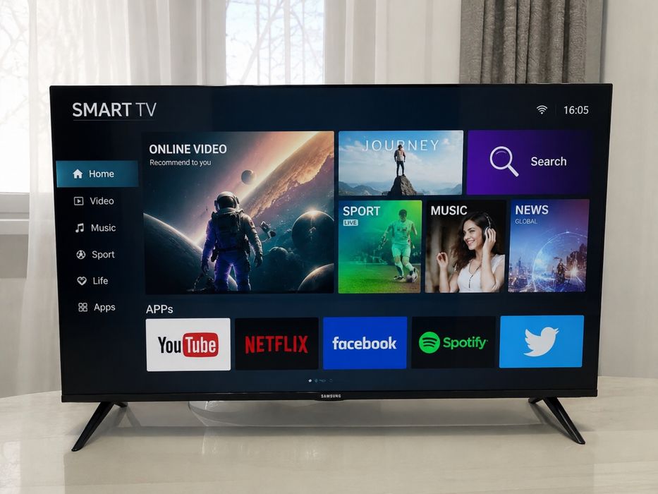 БЕЗ РАМОК Телевізор Samsung Самсунг 4K Smart TV T2 50 45 42 32