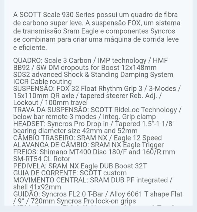 Bicicleta btt scott scale 930