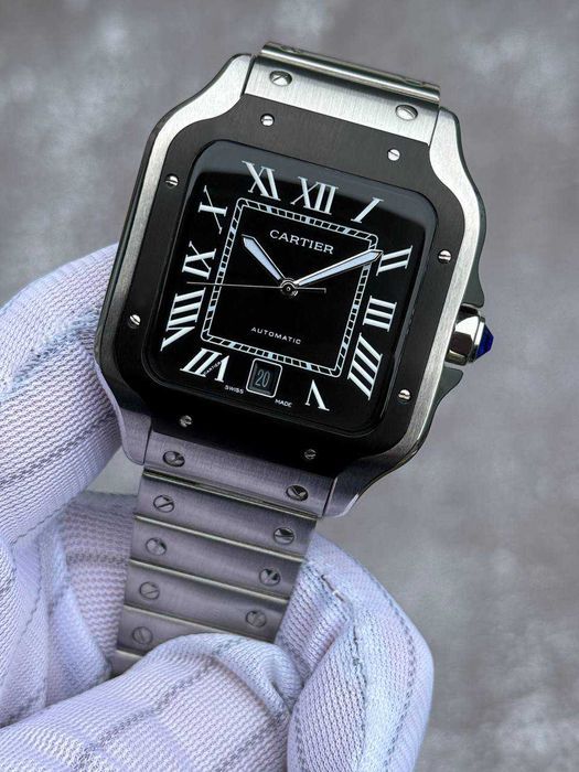 Швейцарские мужские часы Картье Сантос. Premium качество