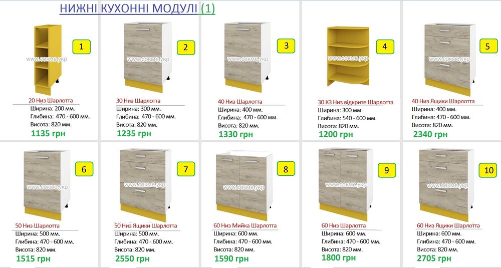 Кухні модульні. Посекційний продаж.