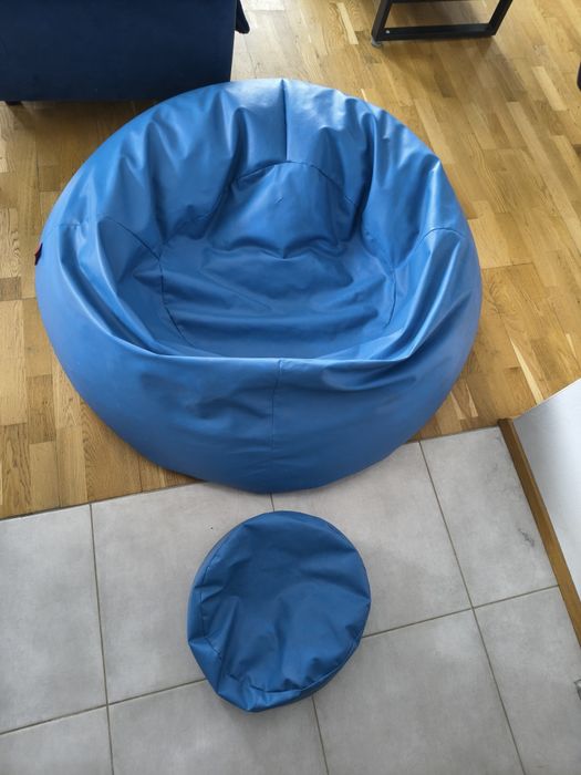 Ecopuf oryginalna pufa worek sako XXL 130 cm niebieska + podnóżek