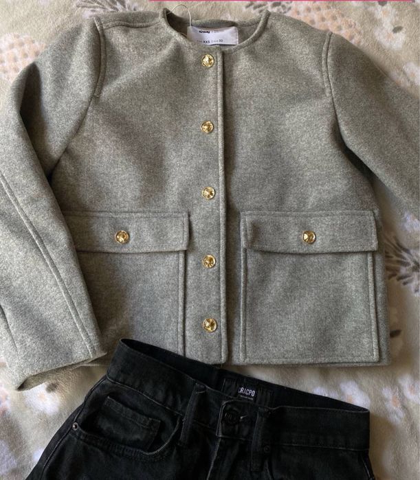 Жакет сірий, укорочений