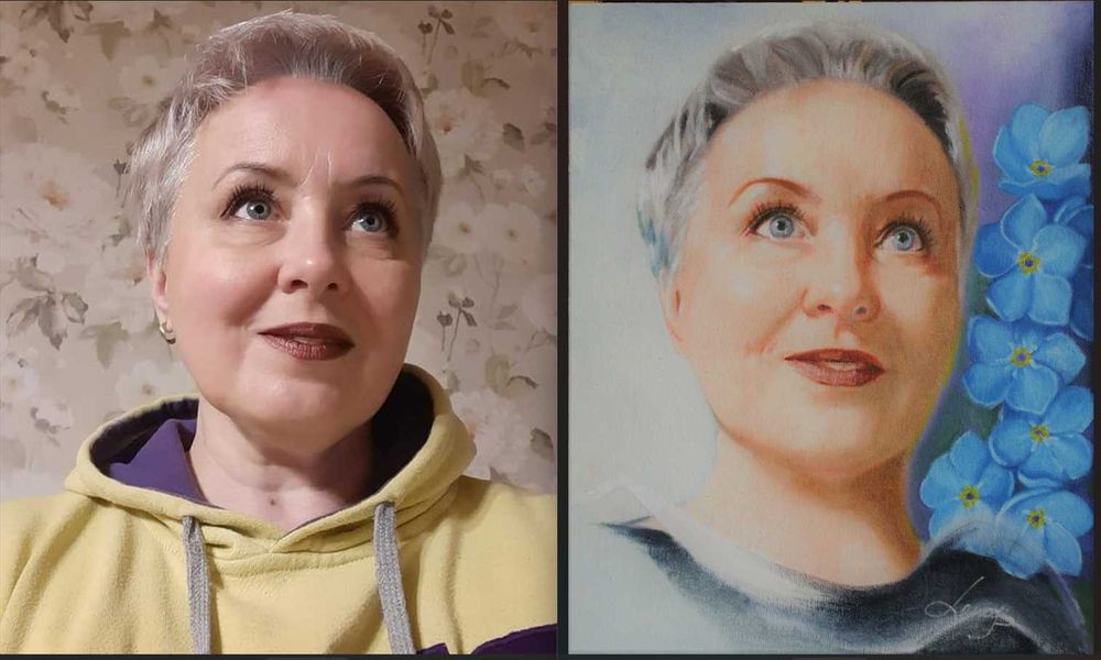 Natal já está logo! Retrato por foto, Pinturas óleo sobre tela.