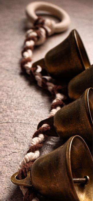 Zawieszka z 4 mosiężnymi dzwonkami rustykalna