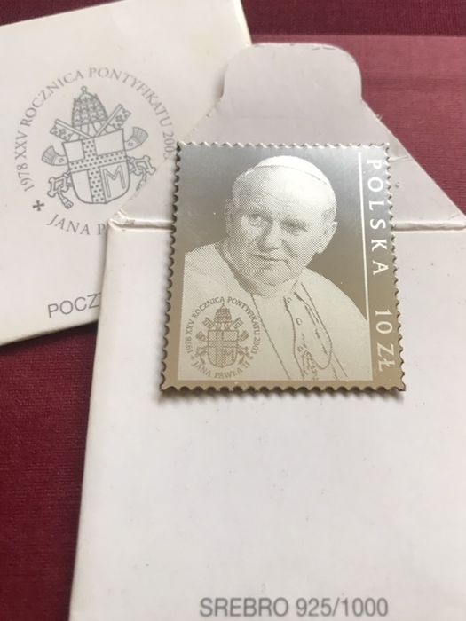 Jan Paweł II 3 sztuki znaczek pocztowy srebrny komunia Polska