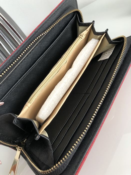 Portfel damski Michael Kors – bordowy, złote logo, duży