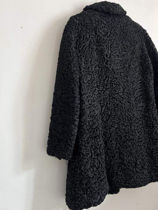 Eleganckie natualne czarne futro z karakułów - klasyczne, prl, unikat